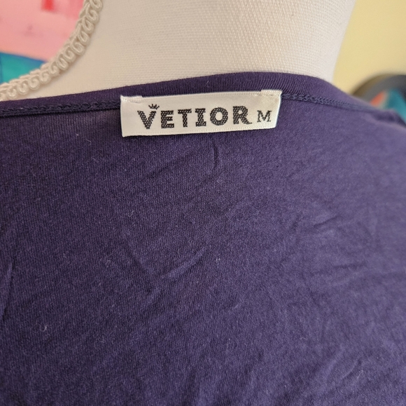 Classic Wrap-Style V-Neck Top in Navy - Picture 4 of 5